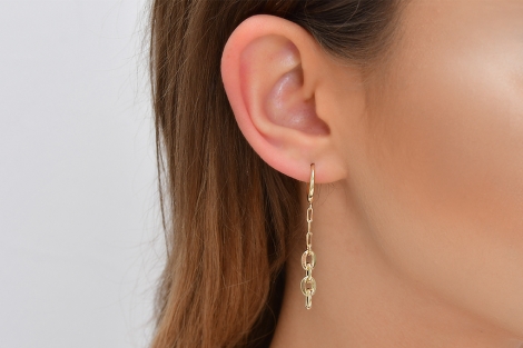 Quyumcu - 14K Gold Chain Italian Earrings Quyumcu - 14K Gold Chain Italian Earrings