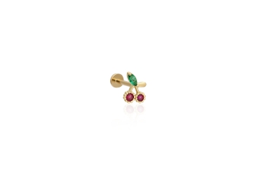 Quyumcu - 14K Gold Cherry Tragus Earring Quyumcu - 14K Gold Cherry Tragus Earring