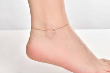 Quyumcu - 14K Gold Clover Anklet