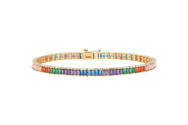 Quyumcu - 14K Gold Colored Stone Waterway Bracelet (1) Quyumcu - 14K Gold Colored Stone Waterway Bracelet (1)