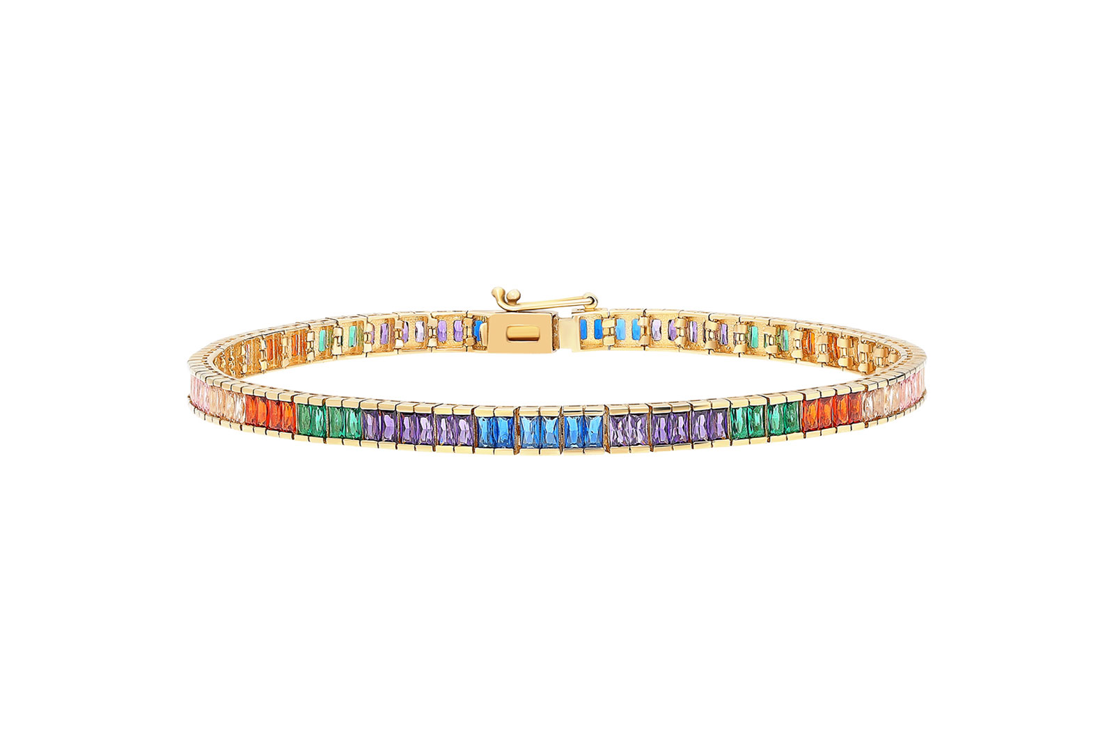 Quyumcu - 14K Gold Colored Stone Waterway Bracelet (1)