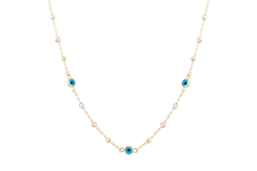 Quyumcu - 14K Gold Dorica Necklace with Evil Eye Charm (1)