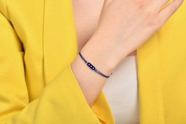 Quyumcu - 14K Gold Double-Sided Blue Cord Bracelet Quyumcu - 14K Gold Double-Sided Blue Cord Bracelet