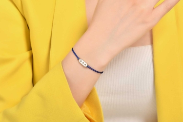 Quyumcu - 14K Gold Double-Sided Blue Cord Bracelet (1) Quyumcu - 14K Gold Double-Sided Blue Cord Bracelet (1)