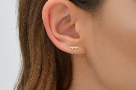 Quyumcu - 14K Gold Dragonfly Earrings (1) Quyumcu - 14K Gold Dragonfly Earrings (1)