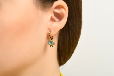 Quyumcu - 14K Gold Evil Eye Earrings Quyumcu - 14K Gold Evil Eye Earrings