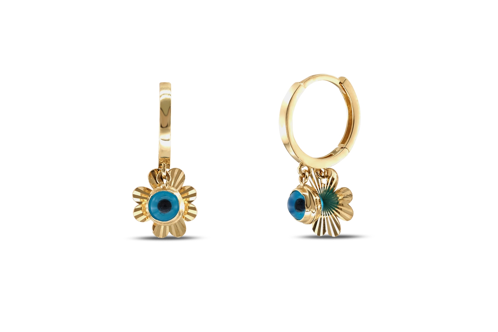 Quyumcu - 14K Gold Evil Eye Earrings (1) Quyumcu - 14K Gold Evil Eye Earrings (1)