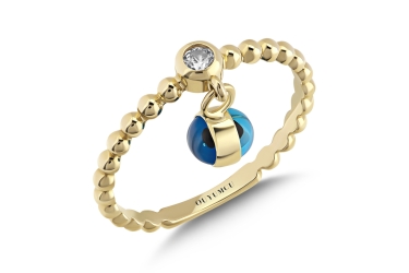 Quyumcu - 14K Gold Evil Eye Ring