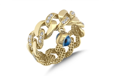 Quyumcu - 14K Gold Evil Eye Ring