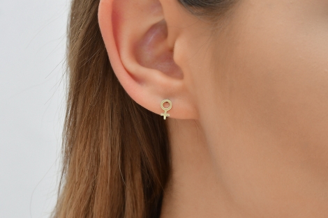 Quyumcu - 14K Gold Femininity Symbol Earrings (1) Quyumcu - 14K Gold Femininity Symbol Earrings (1)