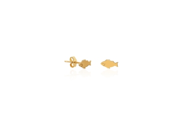 Quyumcu - 14K Gold Fish Earrings