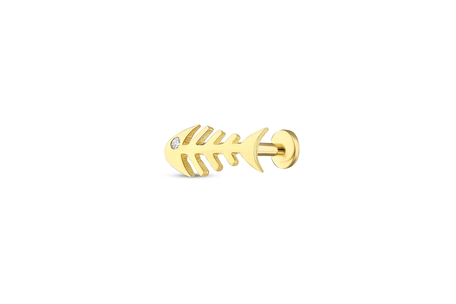 Quyumcu - 14K Gold Fishbone Tragus Earring Quyumcu - 14K Gold Fishbone Tragus Earring