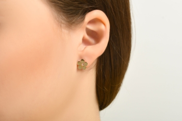 Quyumcu - 14K Gold Flower Earrings