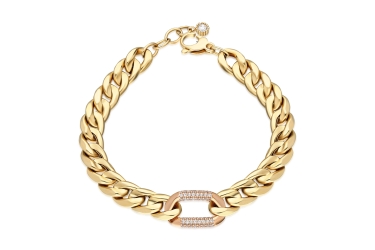 Quyumcu - 14K Gold Gourmet Bracelet with Stone Quyumcu - 14K Gold Gourmet Bracelet with Stone
