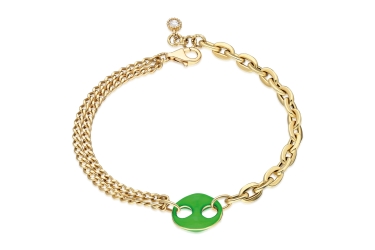 Quyumcu - 14K Gold Green Enamel Bracelet Quyumcu - 14K Gold Green Enamel Bracelet