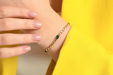Quyumcu - 14K Gold Green Quartz Bracelet Quyumcu - 14K Gold Green Quartz Bracelet