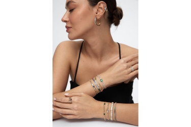 Quyumcu - 14K Gold Green Stone Bracelet Quyumcu - 14K Gold Green Stone Bracelet