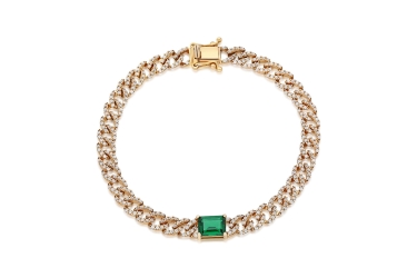 Quyumcu - 14K Gold Green Stone Bracelet (1) Quyumcu - 14K Gold Green Stone Bracelet (1)