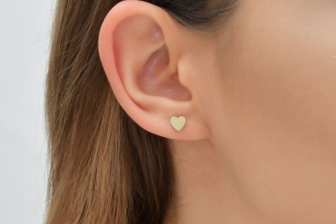 Quyumcu - 14K Gold Heart Earring (1) Quyumcu - 14K Gold Heart Earring (1)