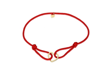 Quyumcu - 14K Gold Heart Red Cord Bracelet Quyumcu - 14K Gold Heart Red Cord Bracelet