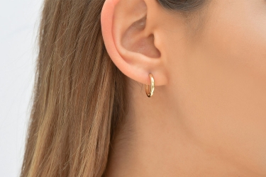 Quyumcu - 14K Gold Hoop Earring - Single (1) Quyumcu - 14K Gold Hoop Earring - Single (1)