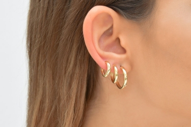 Quyumcu - 14K Gold Hoop Earring - Single (1) Quyumcu - 14K Gold Hoop Earring - Single (1)