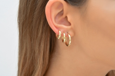 Quyumcu - 14K Gold Hoop Earring - Single (1) Quyumcu - 14K Gold Hoop Earring - Single (1)