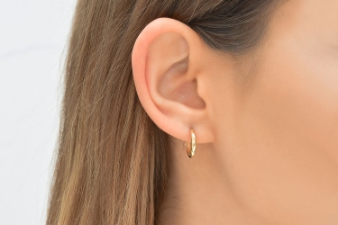 Quyumcu - 14K Gold Hoop Earring - Single (1) Quyumcu - 14K Gold Hoop Earring - Single (1)