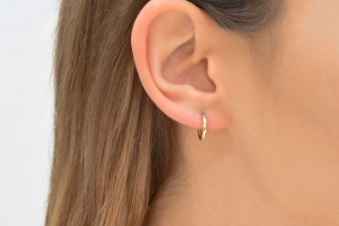 Quyumcu - 14K Gold Hoop Earring - Single Quyumcu - 14K Gold Hoop Earring - Single