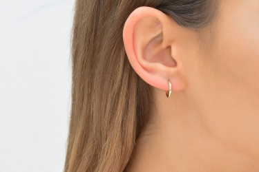 Quyumcu - 14K Gold Hoop Earring - Single (1) Quyumcu - 14K Gold Hoop Earring - Single (1)