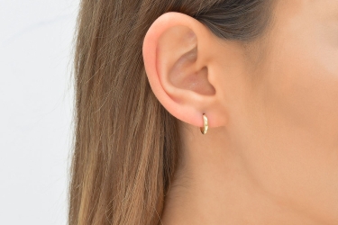 Quyumcu - 14K Gold Hoop Earring - Single (1) Quyumcu - 14K Gold Hoop Earring - Single (1)