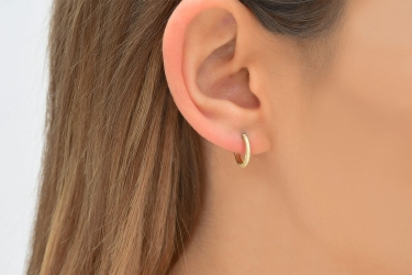 Quyumcu - 14K Gold Hoop Earring - Single (1) Quyumcu - 14K Gold Hoop Earring - Single (1)