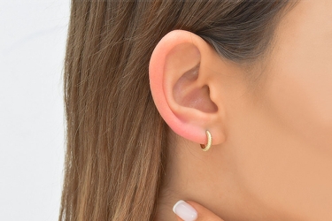 Quyumcu - 14K Gold Hoop Earring - Single (1) Quyumcu - 14K Gold Hoop Earring - Single (1)