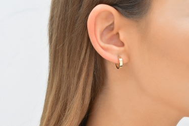 Quyumcu - 14K Gold Hoop Earring - Single (1) Quyumcu - 14K Gold Hoop Earring - Single (1)