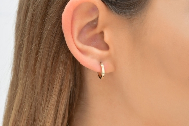 Quyumcu - 14K Gold Hoop Earring - Single (1) Quyumcu - 14K Gold Hoop Earring - Single (1)