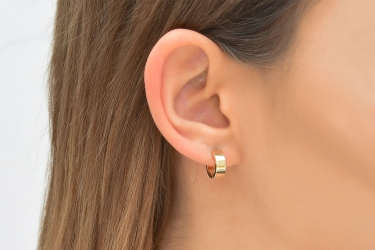 Quyumcu - 14K Gold Hoop Earring - Single (1) Quyumcu - 14K Gold Hoop Earring - Single (1)