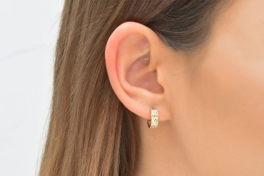Quyumcu - 14K Gold Hoop Earring - Single (1) Quyumcu - 14K Gold Hoop Earring - Single (1)