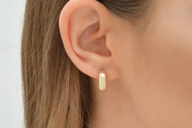 Quyumcu - 14K Gold Hoop Earring - Single (1) Quyumcu - 14K Gold Hoop Earring - Single (1)