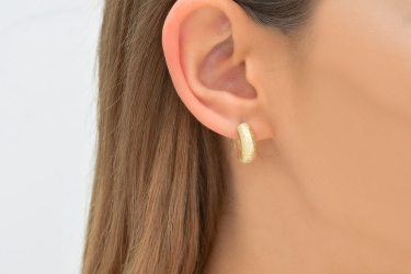 Quyumcu - 14K Gold Hoop Earring - Single (1) Quyumcu - 14K Gold Hoop Earring - Single (1)