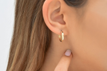 Quyumcu - 14K Gold Hoop Earring - Single (1) Quyumcu - 14K Gold Hoop Earring - Single (1)