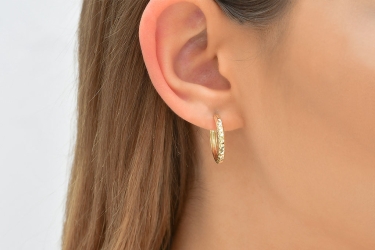 Quyumcu - 14K Gold Hoop Earring - Single (1) Quyumcu - 14K Gold Hoop Earring - Single (1)