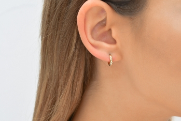 Quyumcu - 14K Gold Hoop Earring - Single (1) Quyumcu - 14K Gold Hoop Earring - Single (1)
