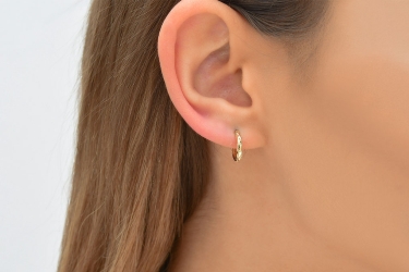 Quyumcu - 14K Gold Hoop Earring - Single (1) Quyumcu - 14K Gold Hoop Earring - Single (1)