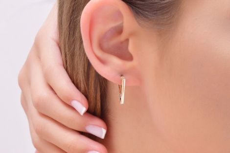 Quyumcu - 14K Gold Hoop Earring - Single (1) Quyumcu - 14K Gold Hoop Earring - Single (1)