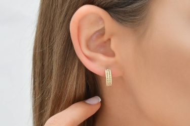 Quyumcu - 14K Gold Hoop Earring - Single (1) Quyumcu - 14K Gold Hoop Earring - Single (1)