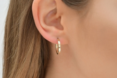 Quyumcu - 14K Gold Hoop Earring - Single (1) Quyumcu - 14K Gold Hoop Earring - Single (1)