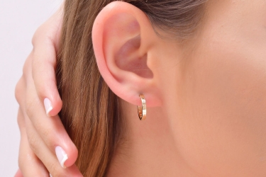 Quyumcu - 14K Gold Hoop Earring - Single (1) Quyumcu - 14K Gold Hoop Earring - Single (1)