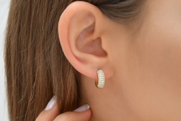 Quyumcu - 14K Gold Hoop Earring - Single (1) Quyumcu - 14K Gold Hoop Earring - Single (1)