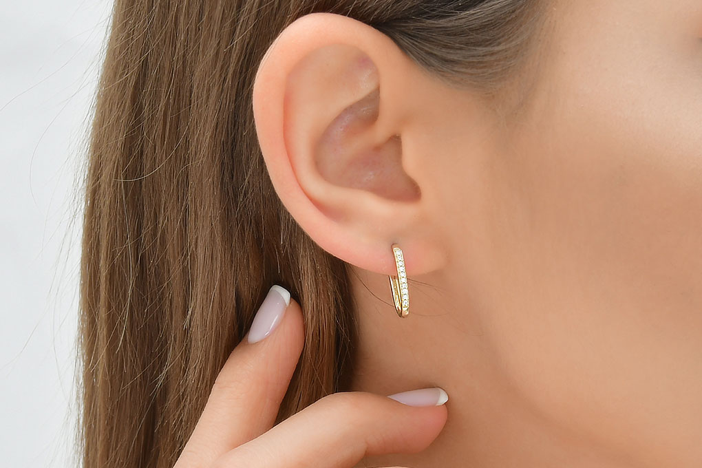 Quyumcu - 14K Gold Hoop Earring - Single (1) Quyumcu - 14K Gold Hoop Earring - Single (1)