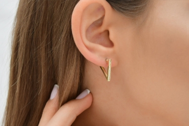 Quyumcu - 14K Gold Hoop Earring - Single (1) Quyumcu - 14K Gold Hoop Earring - Single (1)